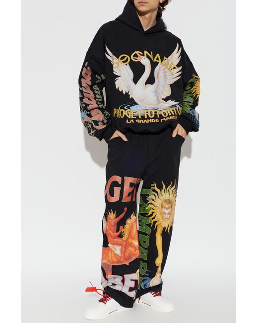 PDF Black Sweatpants With Colorful Print for men