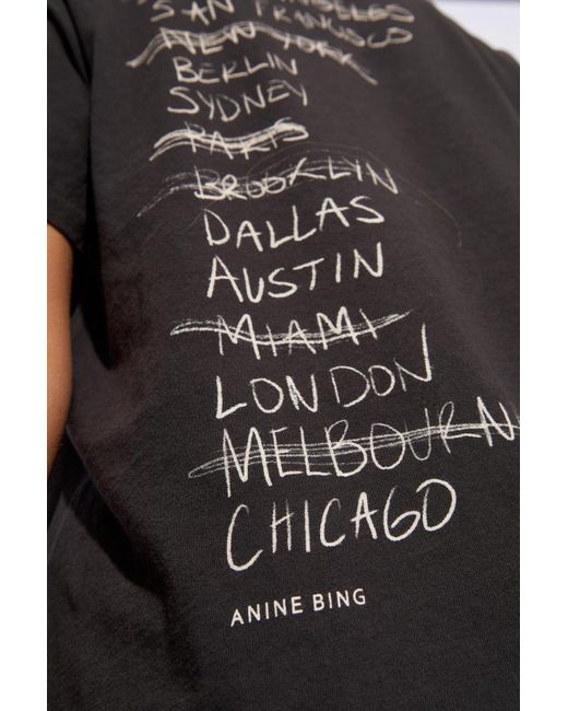 Anine Bing Black 'Walker' T-Shirt With Logo, '