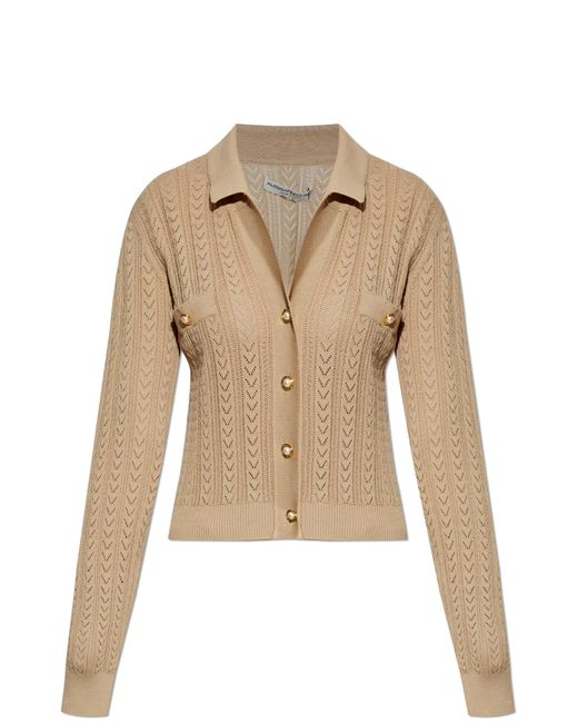 Alessandra Rich Natural Cardigan With Decorative Knit