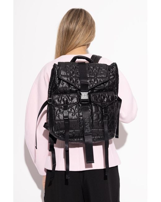 Ganni Black Quilted Backpack