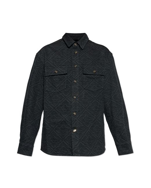Casablanca Black Denim Shirt With Monogram for men