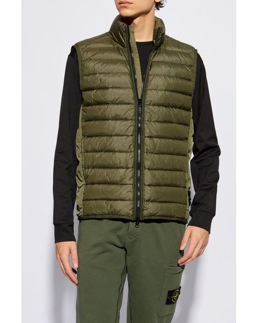 Stone Island Green Vest With A Stand-up Collar, for men