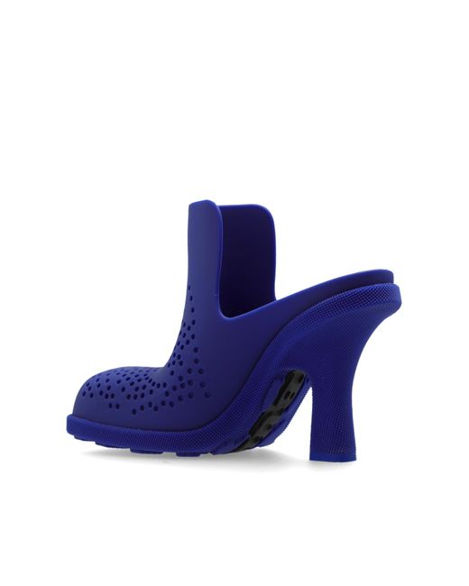 Burberry Blue Rubber Heeled Mules,