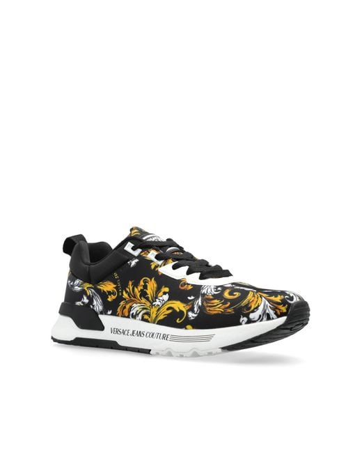 Versace Jeans Couture Black Sneakers With Barocco Print for men