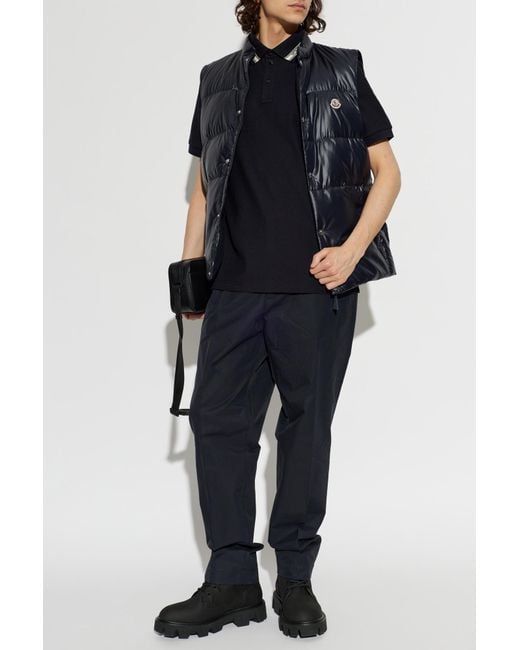 Moncler Black Polo Shirt With Logo Patch for men