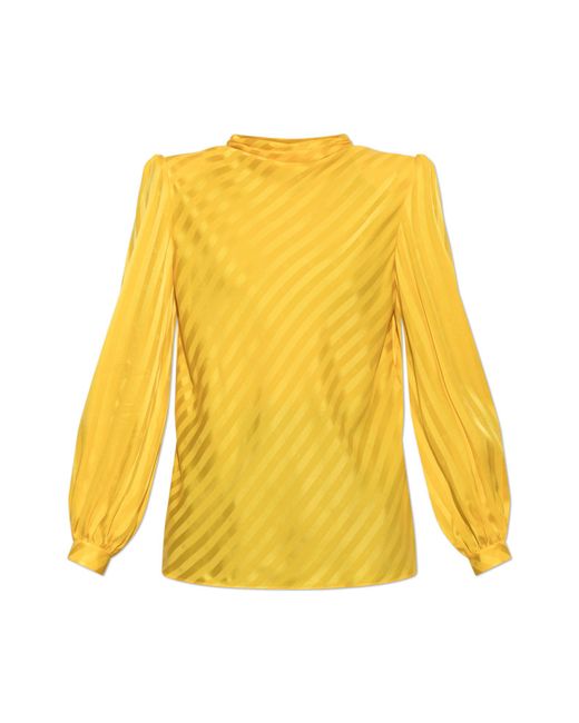Valentino Garavani Yellow Silk Top With Long Sleeves