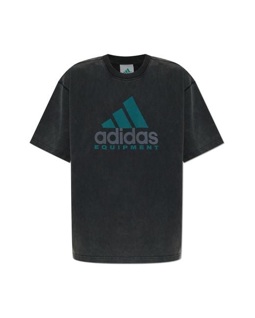 Adidas Originals Black T-Shirt With Printed Logo for men