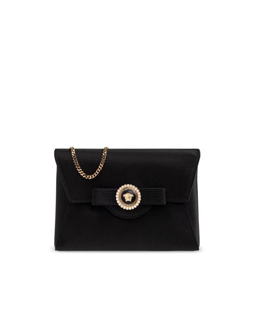 Versace Black Clutch With Appliqué