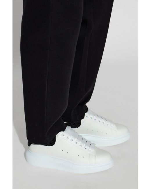 McQueen White Sports Shoes With Shimmering Crystals