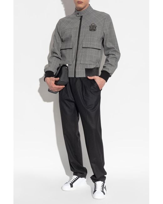 Dolce & Gabbana Gray Plaid Patterned Jacket for men