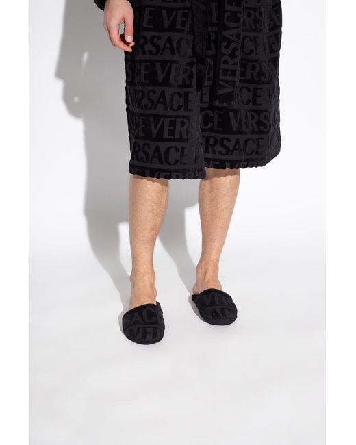 Versace Black Slides With Logo for men