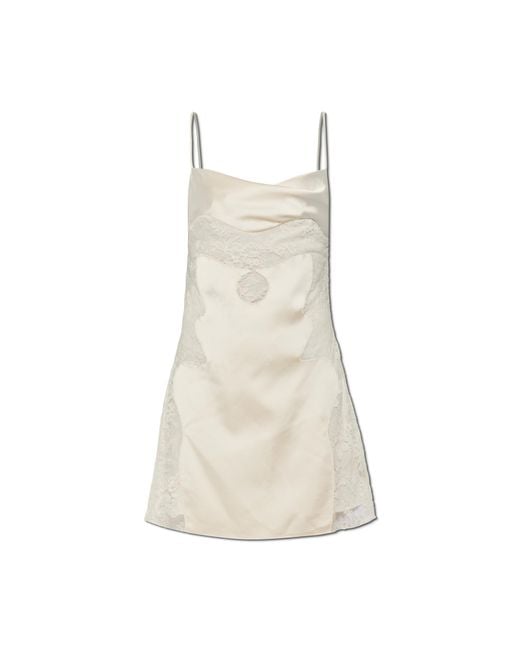 Off-White c/o Virgil Abloh White Satin Dress With Lace Inserts