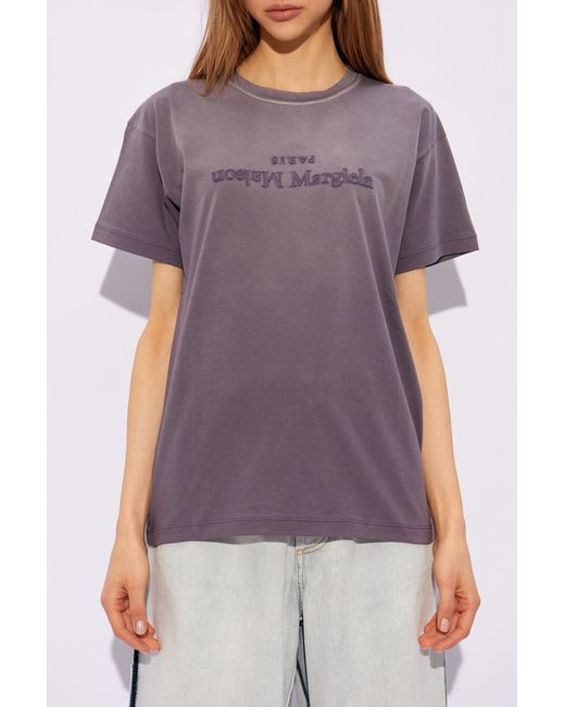 Maison Margiela Purple T-shirt With Logo,