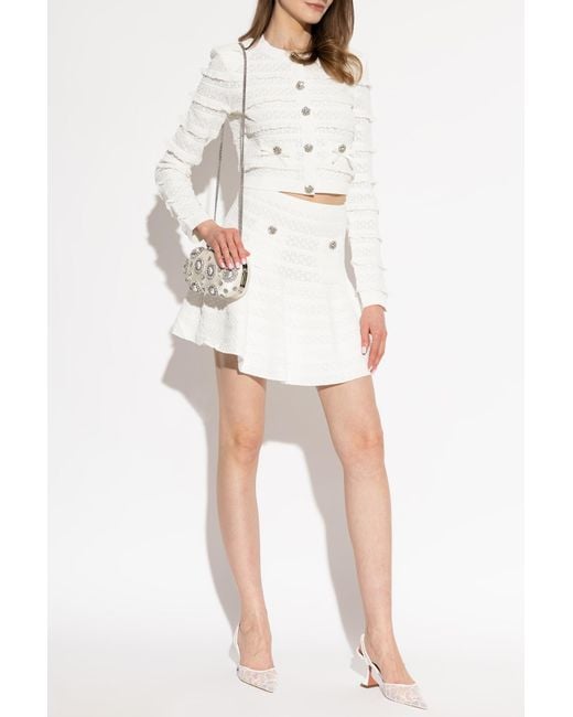 Self-Portrait White Short Skirt With Pockets