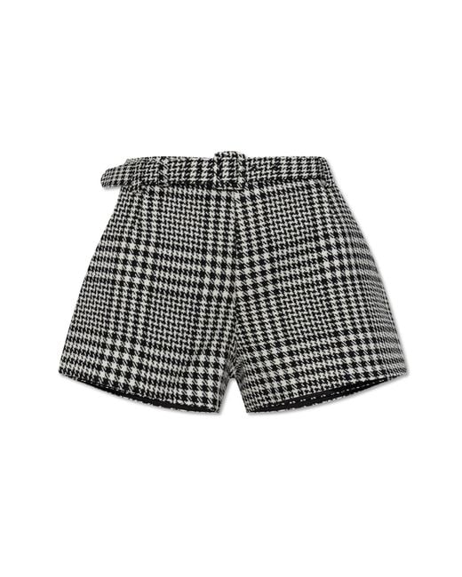 Self-Portrait Gray Houndstooth Pattern Shorts