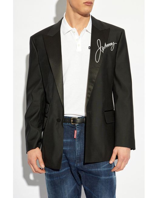 DSquared² Black Blazer With Print for men