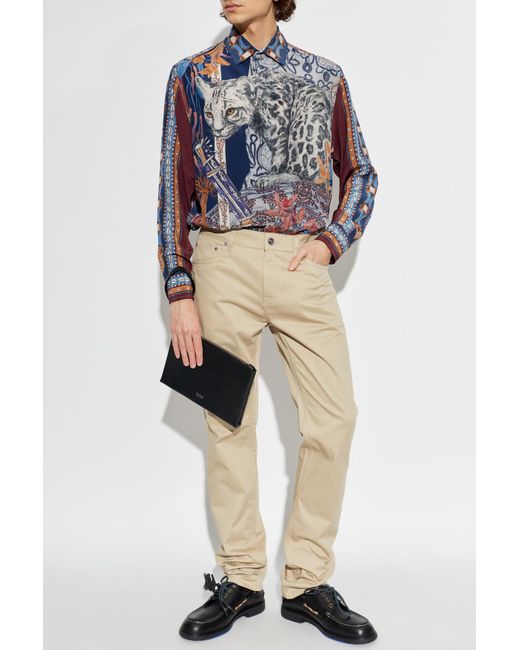 Etro Natural Cotton Trousers With Tapered Legs for men