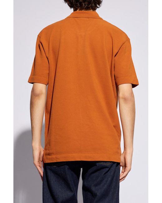 Maison Kitsuné Orange Cotton Polo Shirt for men