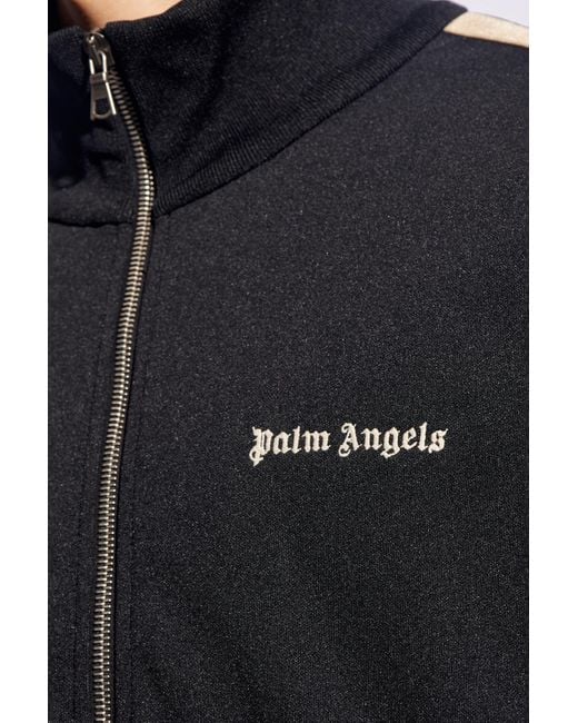 Palm Angels Blue Sweatshirt With Standing Collar, for men