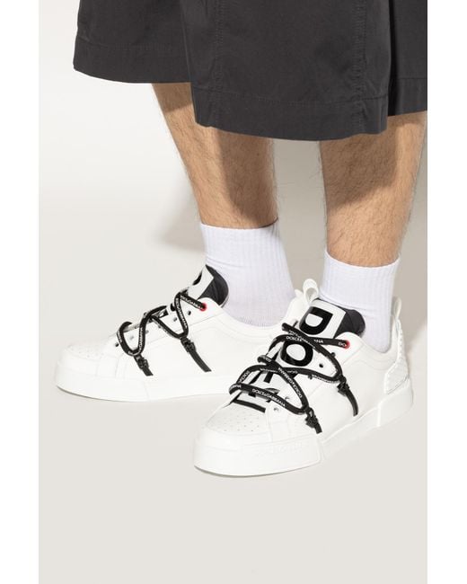 Dolce & Gabbana White Sports Shoes With Logo for men