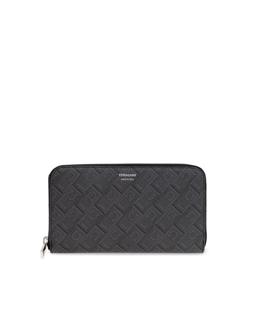 Ferragamo Black Canvas Wallet With Monogram for men