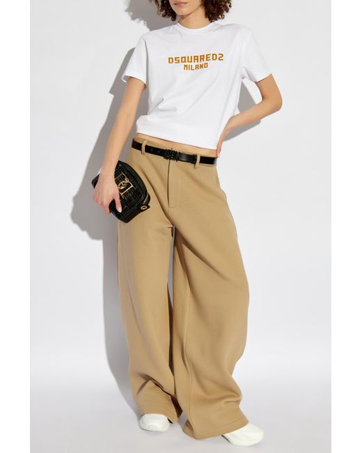DSquared² Natural Wide-Leg Trousers