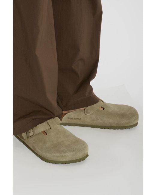 Birkenstock Green Suede Slippers 'Boston Bs' for men