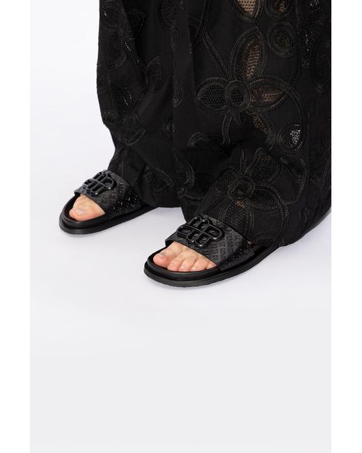 MUNTHE logo-debossed leather sandals - Black