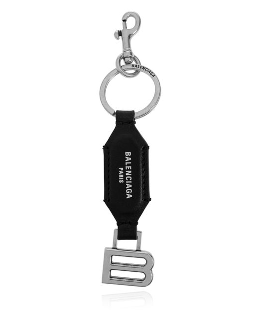Balenciaga Black Keychain With Logo for men