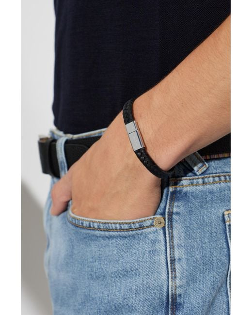 Paul Smith Black Leather Bracelet for men