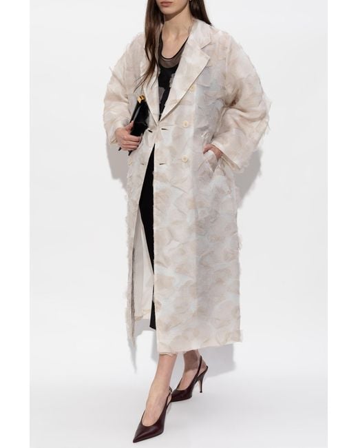 Max Mara White Silk Coat 'Mito'