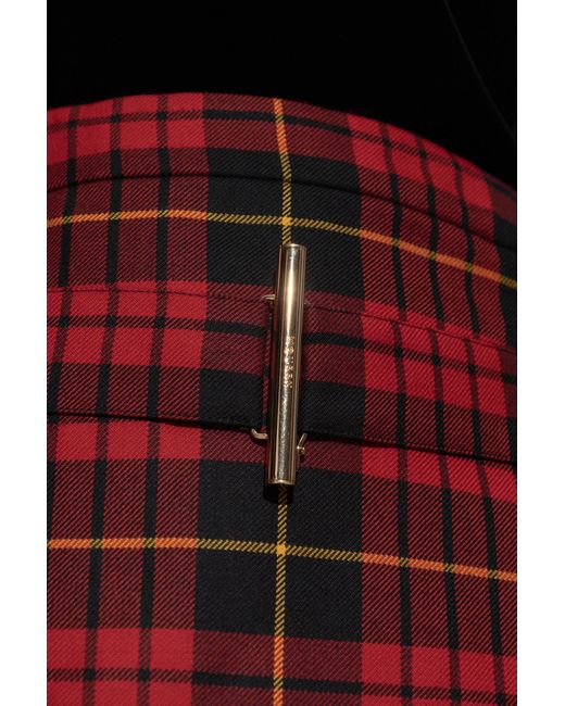Alexander McQueen Red Skirt With Check Pattern