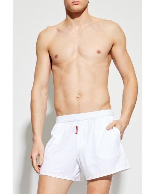 DSquared² Blue Cotton Boxers With Logo for men