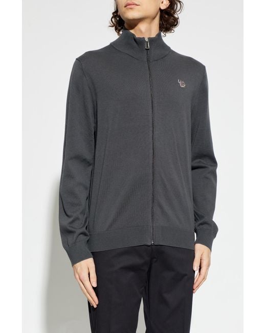 Paul Smith Blue Cardigan With Logo Patch for men