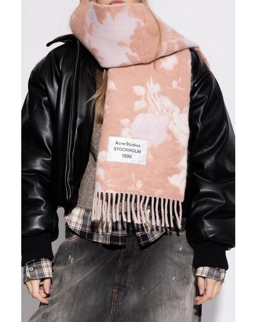 Acne Pink Scarf With Logo