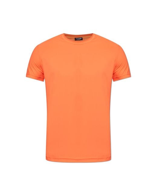 DSquared² Orange Lingerie T-Shirt With Round Neckline for men