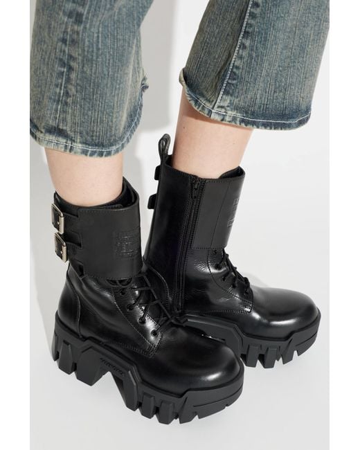 Balenciaga Black Platform Ankle Boots 'Bulldozer Combat'