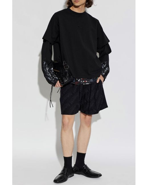 Balenciaga Black Monogram Shorts for men
