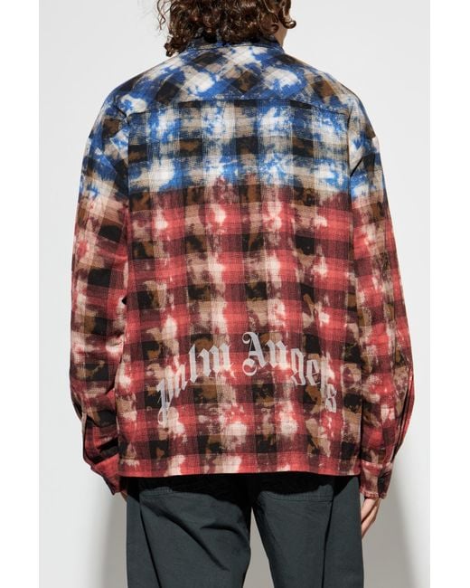 Palm Angels Red Checked Pattern Shirt for men