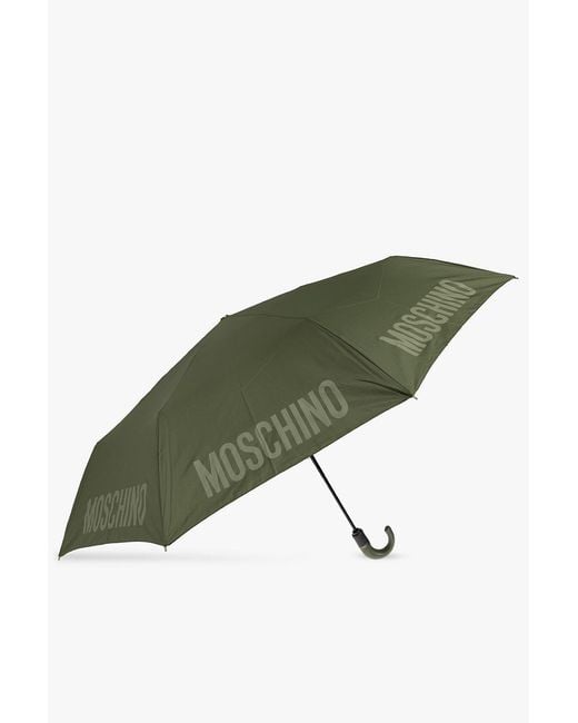 Moschino Green Folding Umbrella With Logo