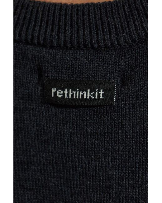 Rethinkit Studios Black Wool Crew Neck Sweater