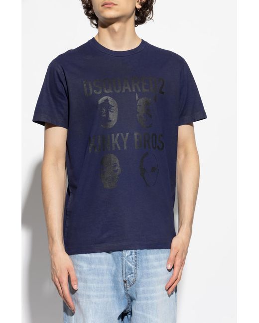 DSquared² Blue T-Shirt With Print for men