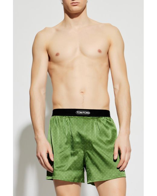 Tom Ford Green Silk Boxers With Logo for men