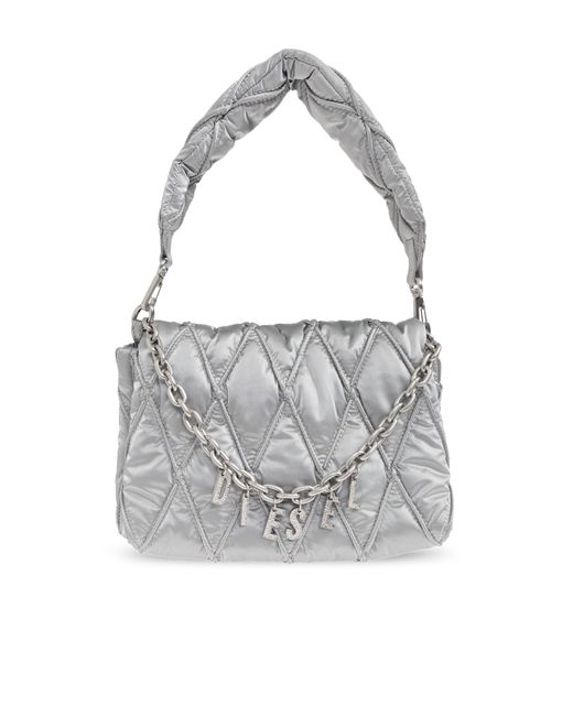 DIESEL White Shoulder Bag 'Charm-D Shoulder'