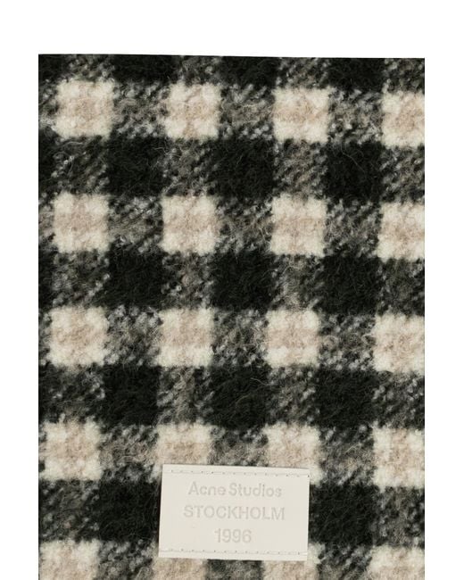 Acne Black Scarf With A Check Pattern