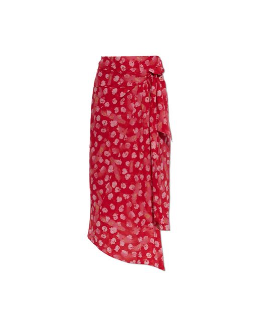 Isabel Marant Red Silk Skirt 'Faniry'
