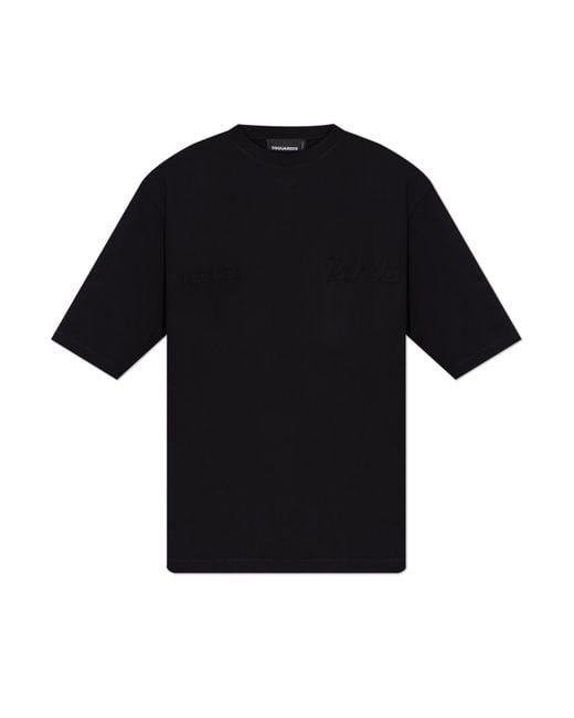 DSquared² Black T-Shirt With Logo for men