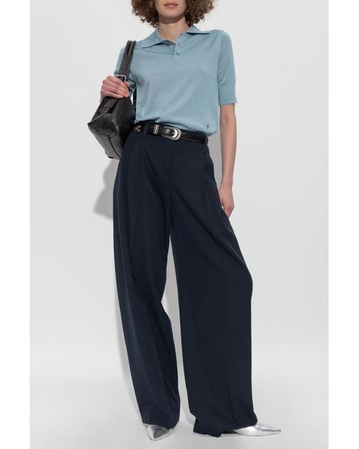 AMI Blue Wool Top