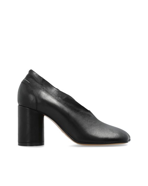 MM6 by Maison Margiela Black Leather Heeled Shoes