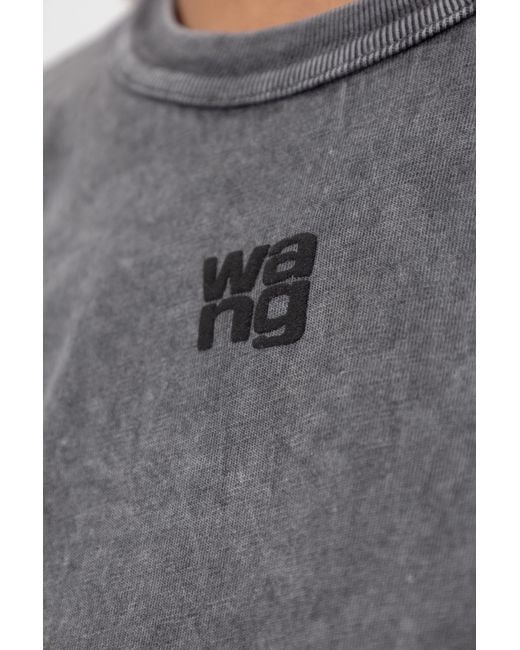 T By Alexander Wang Gray T-Shirt With Printed Logo